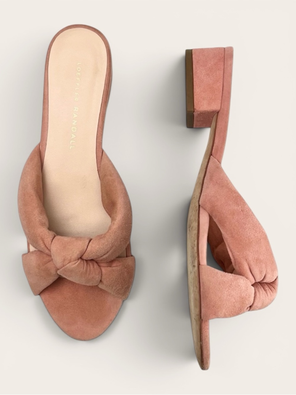 Loeffler Randall Elsie Suede Knot Slide Sandal Women 6.5 Peach